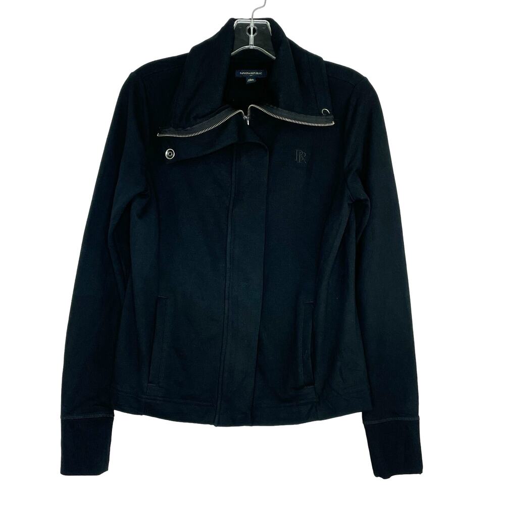 Banana Republic black full zip lightweight jacket sweater Men's Small preppy